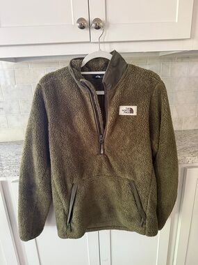 The North Face Olive Green Sherpa Half-Zip Pullover